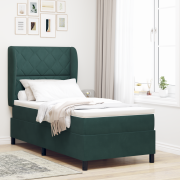 vidaXL Resårsäng med madrass 90x200 cm mörkgrön sammet