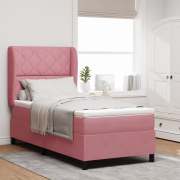 vidaXL Resårsäng med madrass 90x200 cm rosa sammet