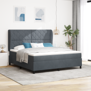 vidaXL Sängbotten med Madrass Mörkgrå 180x200 cm Sammet