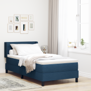 vidaXL Box Spring-säng med madrass, blå, 100 x 200 cm, tyg