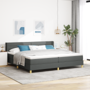 vidaXL Box Spring Säng med Madrass Mörkgrå 200x200 cm Tygtapeter