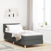 vidaXL Boxspring säng med madrass - Mörkgrå, 80x200 cm, tyg