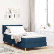 vidaXL Boxfjädersäng med madrass Blå 90x190 cm Tyg