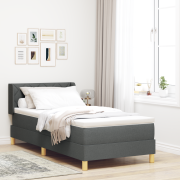 vidaXL Box Spring Säng med madrass, mörkgrå, 100 x 200 cm, tyg