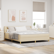 vidaXL Boxspring säng med madrass i gräddfärgad tyg, 180x200 cm