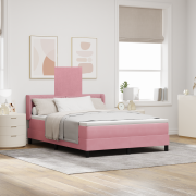 vidaXL Rosa Boxfjäder Säng med Madrass 160x200 cm Sammet