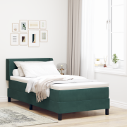 vidaXL Boxskasäng med madrass Mörkgrön 90x190 cm Sammet