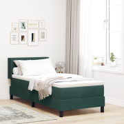 vidaXL Boxspring Bed med Madrass Mörkgrön 80x200 cm Sammet