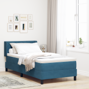 vidaXL Sängbotten med Madrass Mörkblå 90x190 cm Sammet