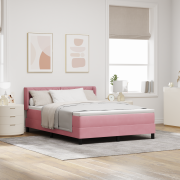vidaXL Boxspring Säng med Madrass Rosa 160x200 cm Sammet