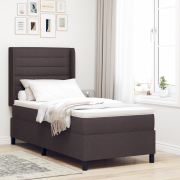 vidaXL Box Säng med Madrass Mörkbrun 90x200 cm