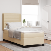 vidaXL Boxspring säng med madrass, grädde, 100x200 cm, tyg