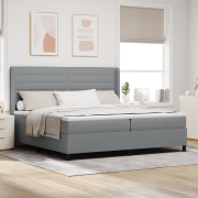 vidaXL Sängbotten med Madrass Ljusgrå 200x200 cm Tyg