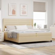 vidaXL Boxsäng med Madrass Grädde 200x200 cm Tyg