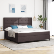 vidaXL boxfjädersäng med madrass - mörkbrun, 200 x 200 cm tyg