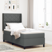 vidaXL Säng med Madrass Mörkgrå 100x200 cm Tyg