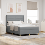 vidaXL Boxspring Säng med Madrass Ljusgrå 140x190 cm Tyg