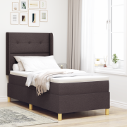 vidaXL Sängbotten med Madrass Mörkbrun 100x200 cm Tyg
