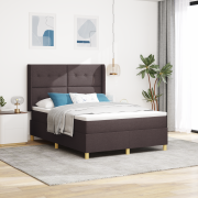 vidaXL Boxspring Säng med Madrass Mörkbrun 140x190 cm Tyg