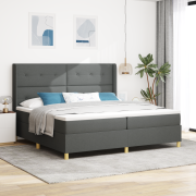 vidaXL Boxspring Säng med Madrass - Mörkgrå, 200x200 cm, Tyg