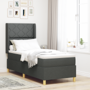 vidaXL Boxspring Säng med Madrass Mörkgrå 80x200 cm Tyg