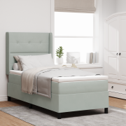 vidaXL Boxspring säng med madrass Ljusgrå 90x200 cm Sammet