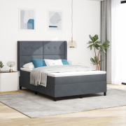 vidaXL Sängram med Madrass Mörkgrå 160x200 cm Sammet
