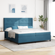 vidaXL Boxfjäderbädd med Madrass Mörkblå 200x200 cm Sammet
