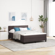 vidaXL Resårbotten Säng med Madrass & LED Mörkbrun 140x190 cm Tyg