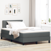 vidaXL Boxspring-säng med madrass & LED Mörkgrå 120x200 cm Tyg