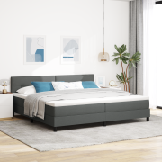 vidaXL Sängbotten med Madrass & LED Mörkgrå 200x200 cm Tyg