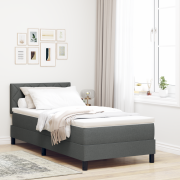 vidaXL Boxfjädrande säng med madrass & LED mörkgrå 100x200 cm tyg