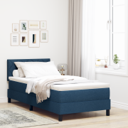 vidaXL boxspring säng med madrass & LED blå 100x200 cm tyg