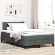 vidaXL Box Spring Säng med madrass & LED Mörkgrå 120x190 cm Tyg