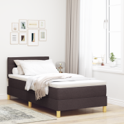 vidaXL Boxmadrass med madrass & LED Mörkbrun 90x200 cm Tyg