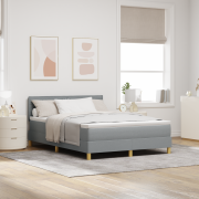 vidaXL Kontinentalsäng med Madrass & LED Ljusgrå 160x200 cm Tyg