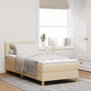 vidaXL Box Spring Säng med Madrass & LED Kräm 80x200 cm Tyg