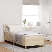 vidaXL Boxspring säng med madrass & LED Grädde 80x200 cm Tyg