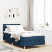 vidaXL Boxmadrass med madrass & LED Blå 100x200 cm Tyg