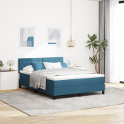 vidaXL Boxspring Säng med Madrass & LED Mörkblå 160x200 cm Sammet