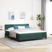 vidaXL Boxspring Säng med Madrass & LED Mörkgrön 180x200 cm Sammet