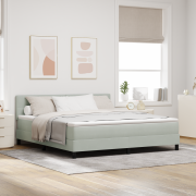 vidaXL Boxspring Säng med Madrass & LED Ljus Grå 180x200 cm Sammet