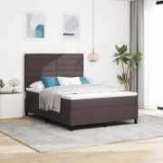vidaXL Boxfjädersäng med madrass & LED Mörkbrun 140x190 cm Tyg