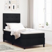 vidaXL Box Spring Säng med madrass & LED Svart 90x190 cm Tyg
