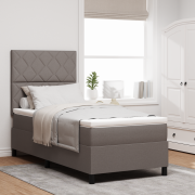 vidaXL Boxspring Säng med Madrass & LED Taupe 90x190 cm Tyg