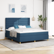 vidaXL Box Spring Säng med Madrass & LED Blå 180x200 cm Tyg