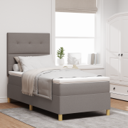 vidaXL Boxspring Säng med Madrass & LED Taupe 90x190 cm Tyg