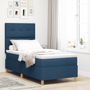 vidaXL Sängbotten med madrass & LED Blå 100x200 cm Tyg