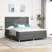 vidaXL Boxspring säng med madrass & LED Mörkgrå 180x200 cm Tyg