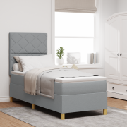 vidaXL Box Spring Säng med madrass & LED Ljusgrå 80x200 cm Tyg
